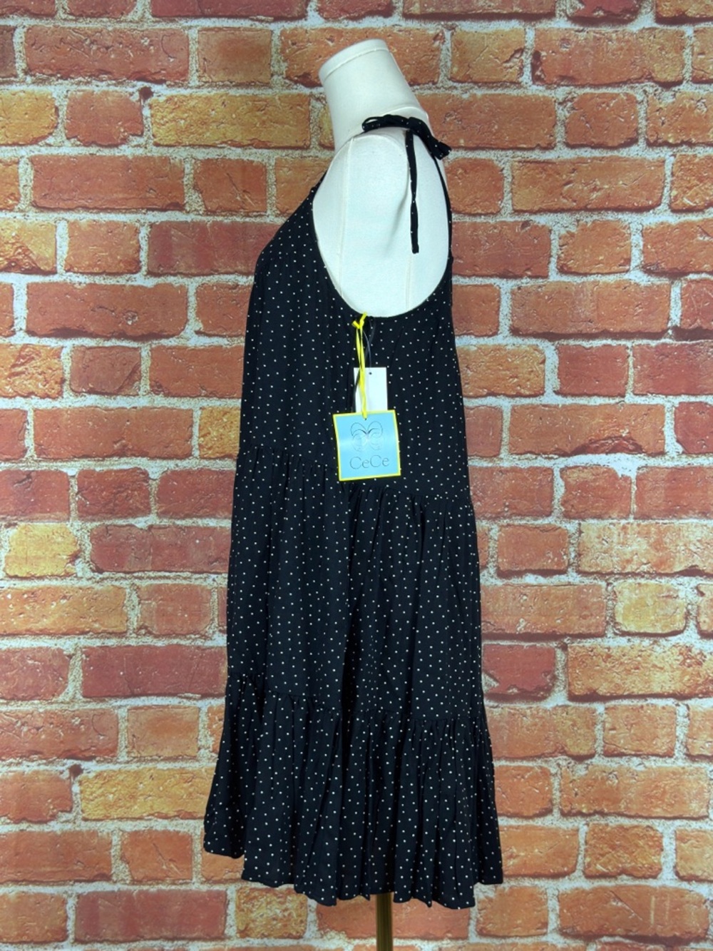 CeCe Black and White Polka Dot Dress Flowy Size Small - Picture 4 of 16